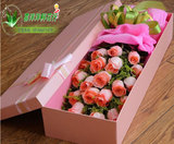 19朵粉玫瑰花礼盒圣诞节鲜花速递全国南昌鲜花店同城送花包邮