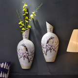 时尚创意墙上装饰品客厅墙饰 立体陶瓷悬挂花瓶花插挂饰壁挂壁饰