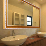欧式浴室镜壁挂长方形复古卫浴镜简约大卫生间镜子防水化妆镜定制