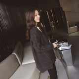 新款粗毛线毛衣韩版学生外套女开叉针织开衫中长款韩国女装 加厚