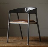 美式乡村LOFT工业风格铁艺做旧餐椅实木吧台椅休闲咖啡椅办公椅