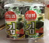 韩国进口零食 海牌海苔 原味/鱿鱼味/芥末味 2g*10 紫菜片海苔卷