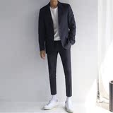 韩国正品男装代购 韩版绅士修身单排扣休闲西装外套质感西服套装