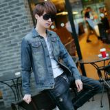 新款韩版男士牛仔夹克修身学生褂外套男青少年潮流大码衣服外穿潮