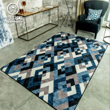 美式现代简约时尚蓝色几何沙发大地毯 客厅茶几卧室房间床边地垫