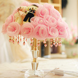 品牌布艺台灯 卧室 结婚房床头灯新婚礼物玫瑰花朵浪漫田园风格