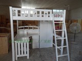 广州松木家具原木直销高架床定制儿童组合床全实木白色下桌书柜