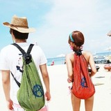 韩国2013时尚网眼背包 双肩背包 沙滩包 游泳包 休闲包 绿色桔色