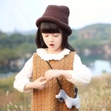 CiCi Castle春季儿童新款上衣 韩版女童麻花针织毛衣马甲/背心