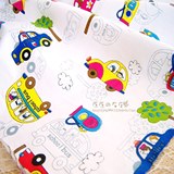 彩小汽车全棉儿童卡通被罩纯棉布料宝宝床单幼儿园 订做床单被套