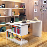 马氏皇庭 简约现代烤漆转角电脑桌 书桌书架组合 家用台式办公桌