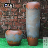 现代创意复古陶罐陶缸陶瓷器落地大花瓶客厅家居软装饰品插花摆件