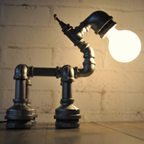 复古水管机器人台灯创意卧室台灯客厅餐厅床头灯大学生学习小台灯