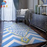 腈纶欧宜家式客厅茶几沙发地垫地中海风格蓝色卧室床边满铺地毯