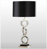 现代简约创意不锈钢台灯 卧室床头灯北欧铁艺黑白色布罩客厅台灯