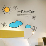 墙壁贴纸儿童房卧室床头装饰客厅电视背景 幼儿园贴画 太阳和云朵
