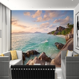 地中海风格大型壁画海景 3d立体墙纸客厅卧室风景电视背景墙壁纸