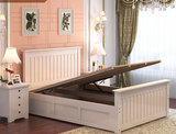 特价全实木美式乡村白色松木儿童床1.5米1.8米单双人高箱储物婚床