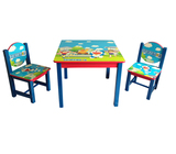 外贸儿童学习桌实木书桌幼儿园桌椅套装卡通桌靠背椅宝宝游戏桌