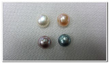 DIY散珠/颗粒珠 9-10mm淡水天然珍珠批发 半孔扁圆珠 正面无暇