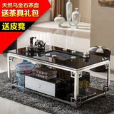 简约现代钢化玻璃功夫茶几创意不锈钢茶桌自动上水客厅办公茶艺桌
