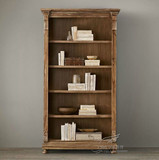 美式乡村实木书柜书架储物柜法式复古做旧橡木家具欧式文件陈列柜