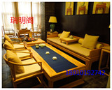 老榆木茶桌椅组合家具新中式茶台实木圈椅3件套禅意茶室组合家具