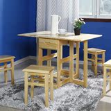 特价实木餐桌白松木折叠桌凳一桌四凳可伸缩成套折叠桌饭桌小桌子