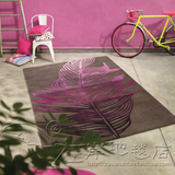 时尚紫色叶子宜家地毯客厅茶几沙发地毯卧室床边手工腈纶地毯J-ZY