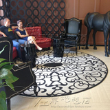 时尚欧式黑白圆形地毯客厅茶几沙发地毯卧室床边玄关手工腈纶地毯