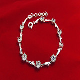玲珑风尚珠宝 纯银镀18K白金 SONA钻石手链饰品情人女友礼物