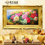 客厅油画手绘牡丹花开富贵欧式挂画花卉玄关沙发有框装饰画正品