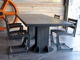 欧式实木餐桌复古办公桌 简易现代洽谈桌铁艺咖啡厅桌椅组合饭桌