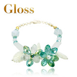 Gloss 木婉清兰手链绿色花朵型奥地利水晶女生款韩国版情人节礼物