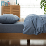 全棉日式简约纯色水洗棉四件套纯棉格子素色被套床笠床单床上用品