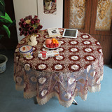 包邮 玻璃纱奢华欧式圆桌布|布艺餐桌布 蕾丝花边 餐桌台布 特价