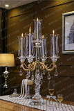 奢华欧式美式餐桌家居装饰品摆件 高档水晶金属烛台工艺品l蜡烛台