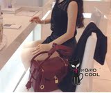 韩国代购2016新款药箱女包琳迪包头层牛皮荔枝纹铂金包单肩手提包