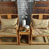 玉兰图现代新中式棉麻茶楼椅垫餐椅垫太师椅垫餐桌椅子仿古椅坐垫