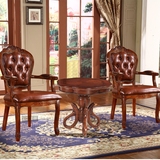 欧式茶几椅组合2人美式实木卧室咖啡小桌客厅接待桌椅3件酒店家具