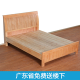 现代简约中式夹板实木床1.5米双人床 1.8米出租屋公寓旅馆便宜床