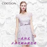 COCOON 2016夏新款商场同款网纱拼接绣花短袖连衣裙242F1020065