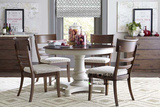 美式新古典实木圆白色餐桌椅组合法式乡村圆形可伸缩餐桌特价