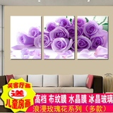 简约现代客厅挂画卧室床头装饰画三联画水晶无框画玫瑰花卉墙壁画