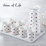 创意陶瓷水具水杯套装 陶瓷冷水壶水杯 耐热凉水壶套装家用茶具