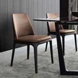 北欧实木餐椅美式PU皮艺咖啡厅椅子设计师酒店会所售楼处休闲椅