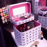 折叠化妆箱韩国大容量化妆品收纳箱 防水洗漱包女双层硬的化妆包