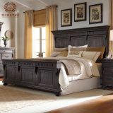出口美式乡村实木床法式做旧橡木双人床高端雕花床1.5米1.8米婚床