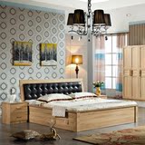 简约现代实木质板式床 双人床1.8米储物床1.5米高箱床家具木床类