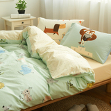 儿童纯棉四件套 简约床笠款卡通被套 韩式春夏全棉宜家床上1.5米